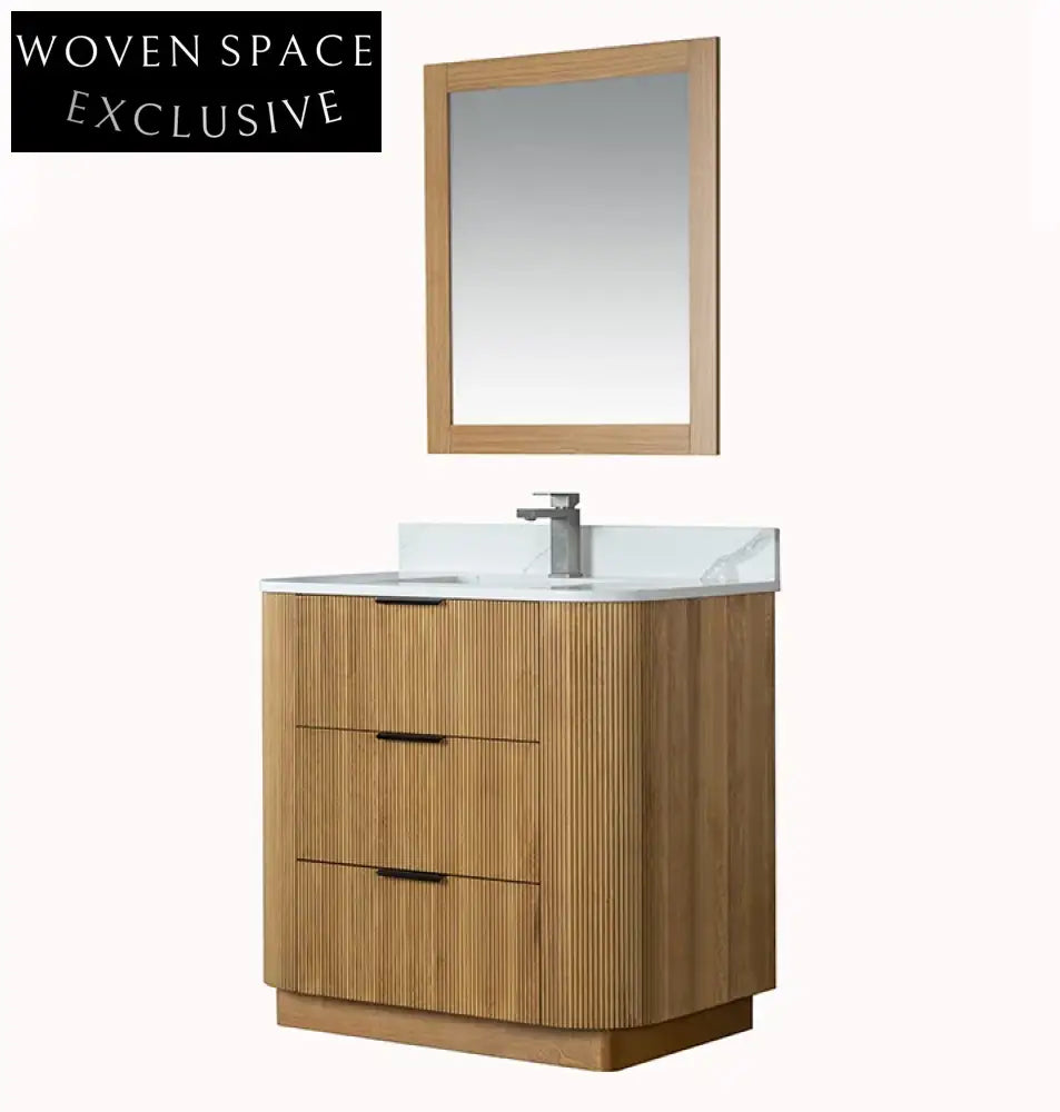 Elegant Modern Solid Wood Floor-Mounted Bathroom Storage Vanity Cabinet