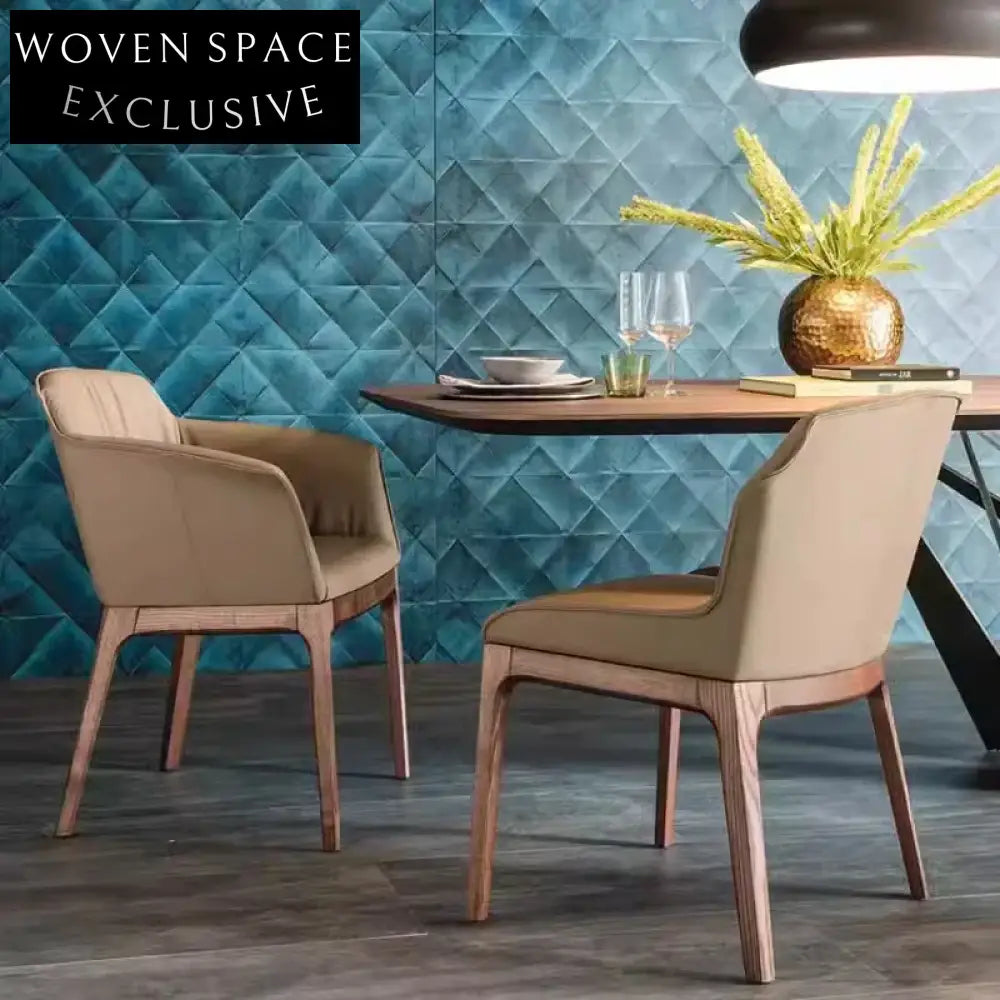 Elegant Modern Solid Wood Microfiber Leather Home & Hotel Dining Chair