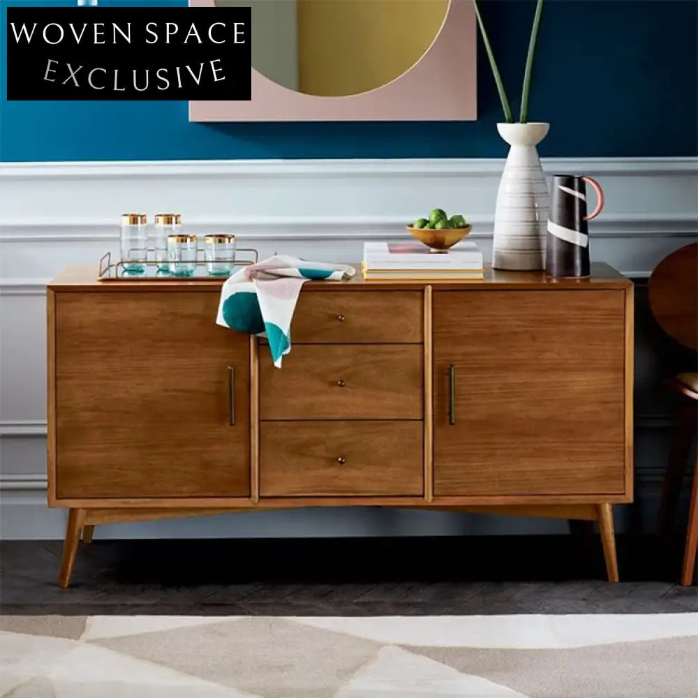 Elegant Modern Solid Wood Nordic Side Cabinet for Living Room Storage