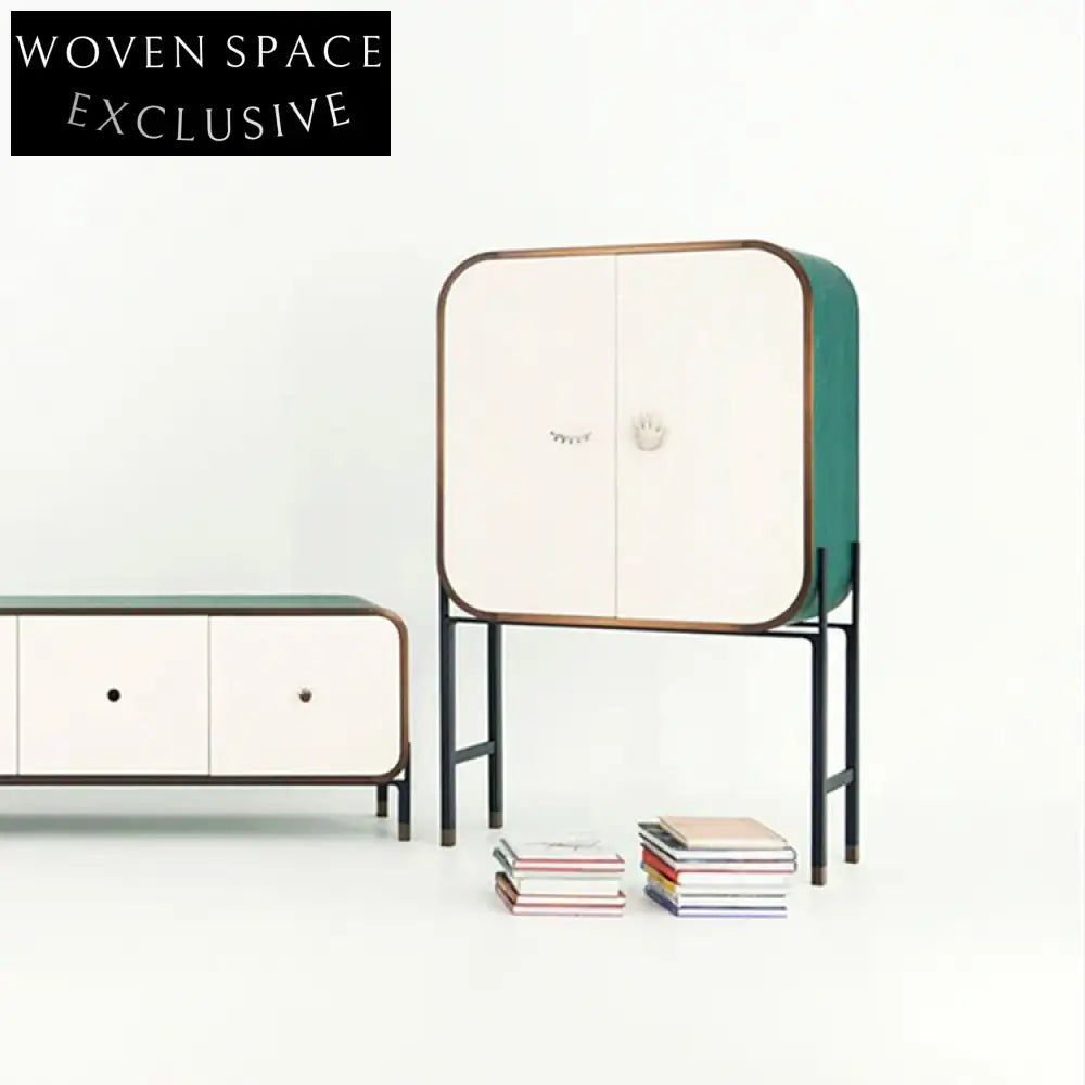 Elegant Modern Solid Wood Plywood High Leg Storage Cabinet