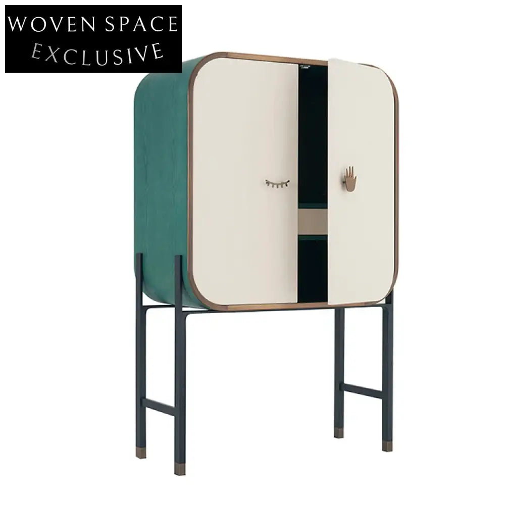 Elegant Modern Solid Wood Plywood High Leg Storage Cabinet