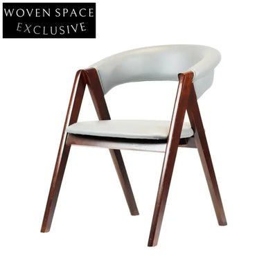 Elegant Modern Solid Wood PU Leather Armrest Dining Chair for Commercial Use