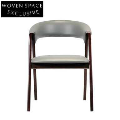 Elegant Modern Solid Wood PU Leather Armrest Dining Chair for Commercial Use