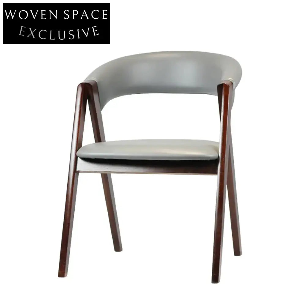 Elegant Modern Solid Wood PU Leather Armrest Dining Chair for Commercial Use