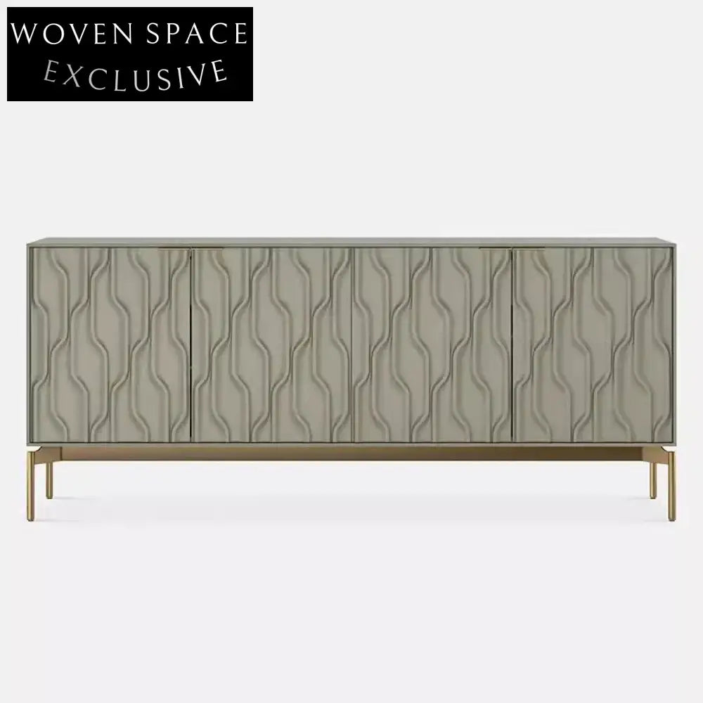 Elegant Modern Solid Wood Sideboard Cabinet with 4 Doors and Metal Legs