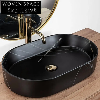 Elegant Modern Square Ceramic Countertop Bathroom Sink with Marble Finish