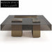Elegant Modern Square Glass Stainless Steel Coffee Table for Living Room