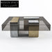 Elegant Modern Square Glass Stainless Steel Coffee Table for Living Room