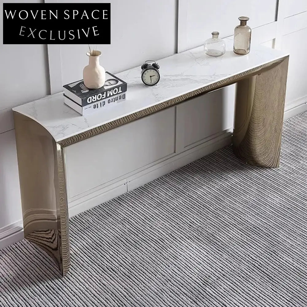 Elegant Modern Stainless Steel Console Table with Sintered Stone Top