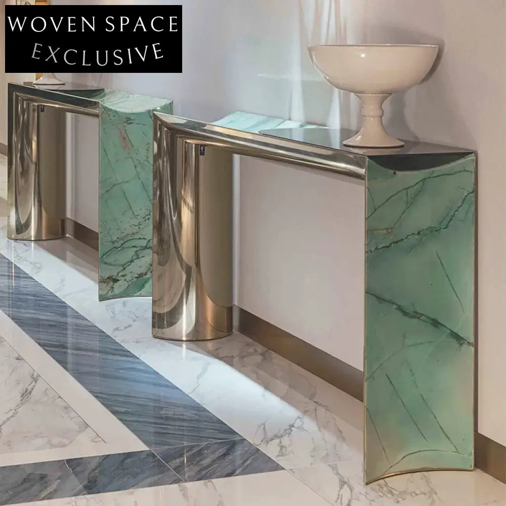 Elegant Modern Stainless Steel Console Table with Sintered Stone Top