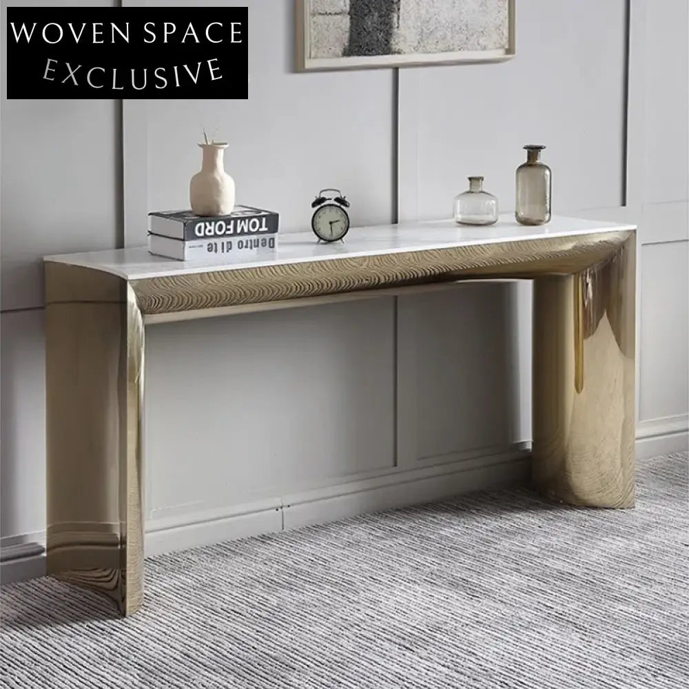 Elegant Modern Stainless Steel Console Table with Sintered Stone Top