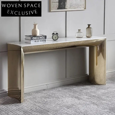 Elegant Modern Stainless Steel Console Table with Sintered Stone Top