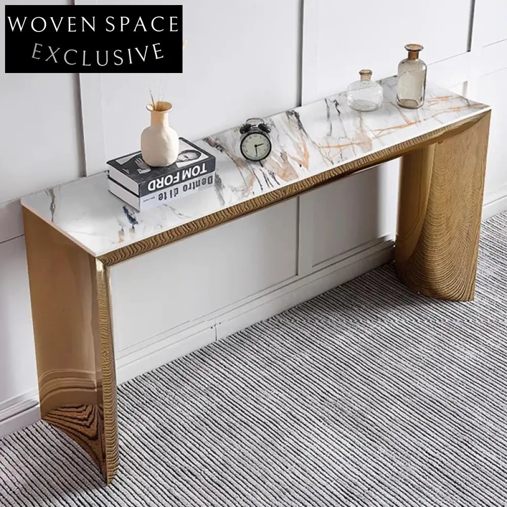 Elegant Modern Stainless Steel Console Table with Sintered Stone Top