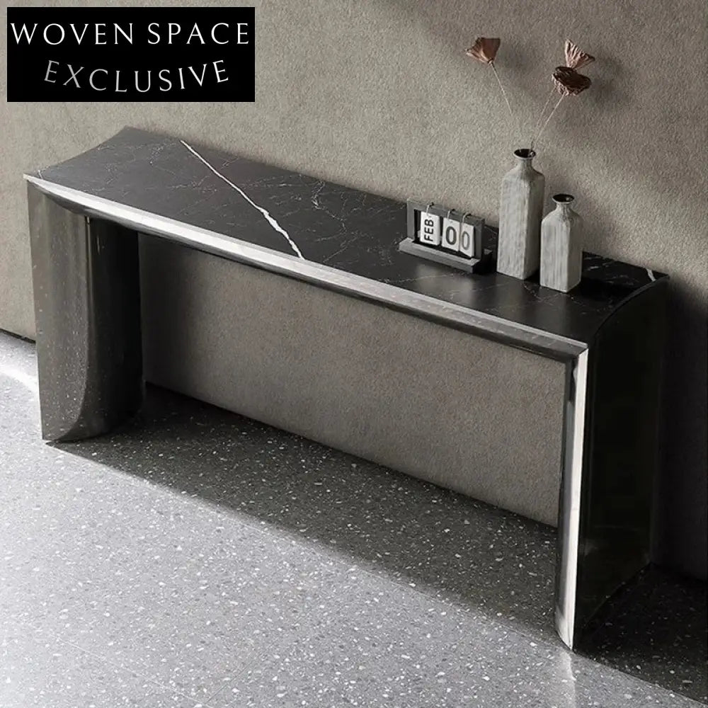 Elegant Modern Stainless Steel Console Table with Sintered Stone Top