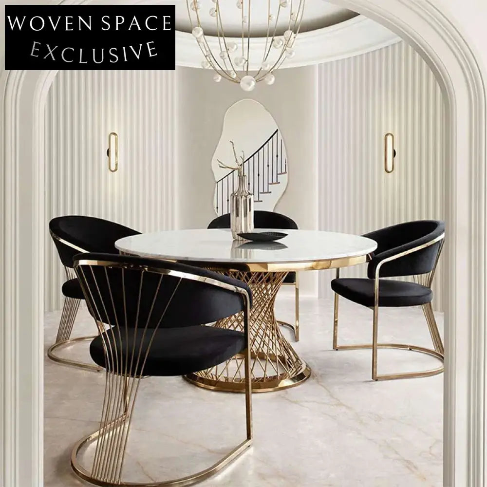 Elegant Modern Stainless Steel Frame Leather Cushion Dining Chair