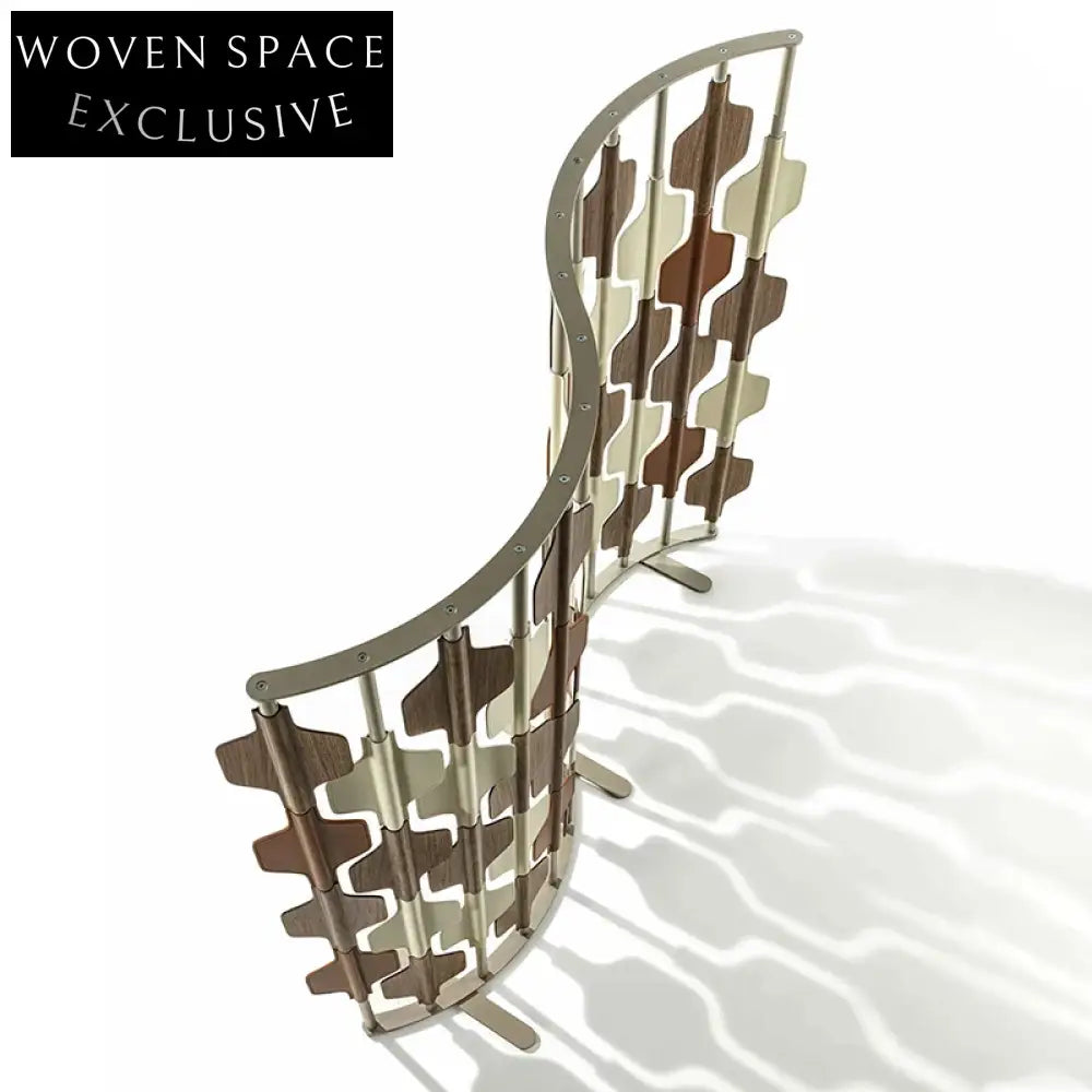 Elegant Modern Stainless Steel Frame Saddle Leather Room Divider Partition