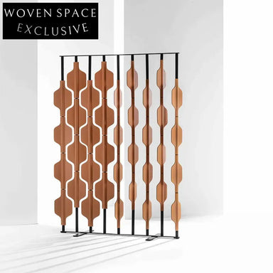 Elegant Modern Stainless Steel Frame Saddle Leather Room Divider Partition