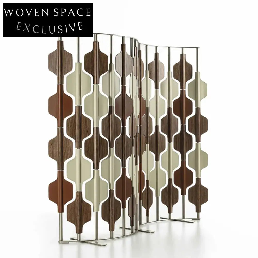 Elegant Modern Stainless Steel Frame Saddle Leather Room Divider Partition