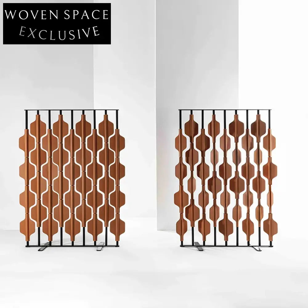 Elegant Modern Stainless Steel Frame Saddle Leather Room Divider Partition