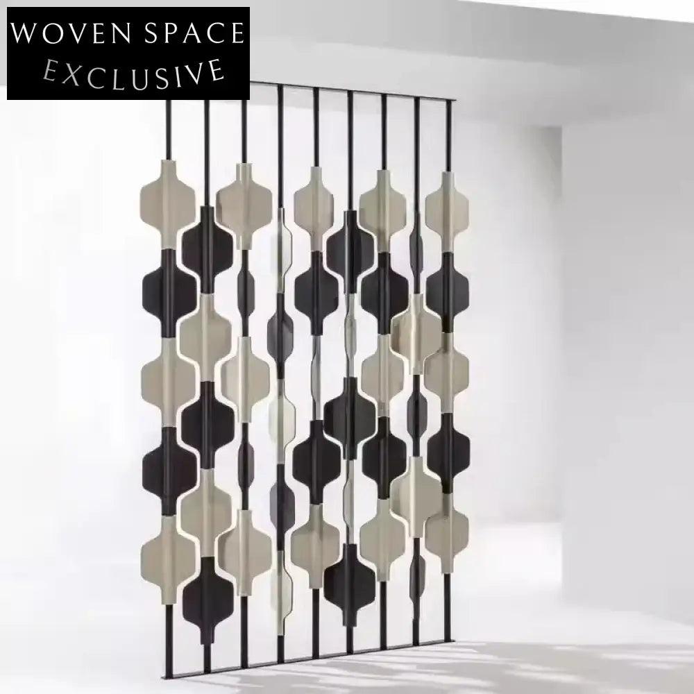 Elegant Modern Stainless Steel Frame Saddle Leather Room Divider Partition