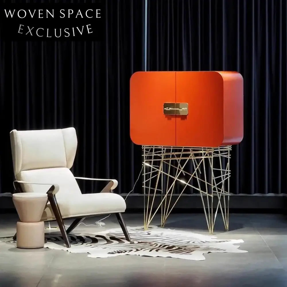 Elegant Modern Stainless Steel Wood Wine Display & Storage Cabinet