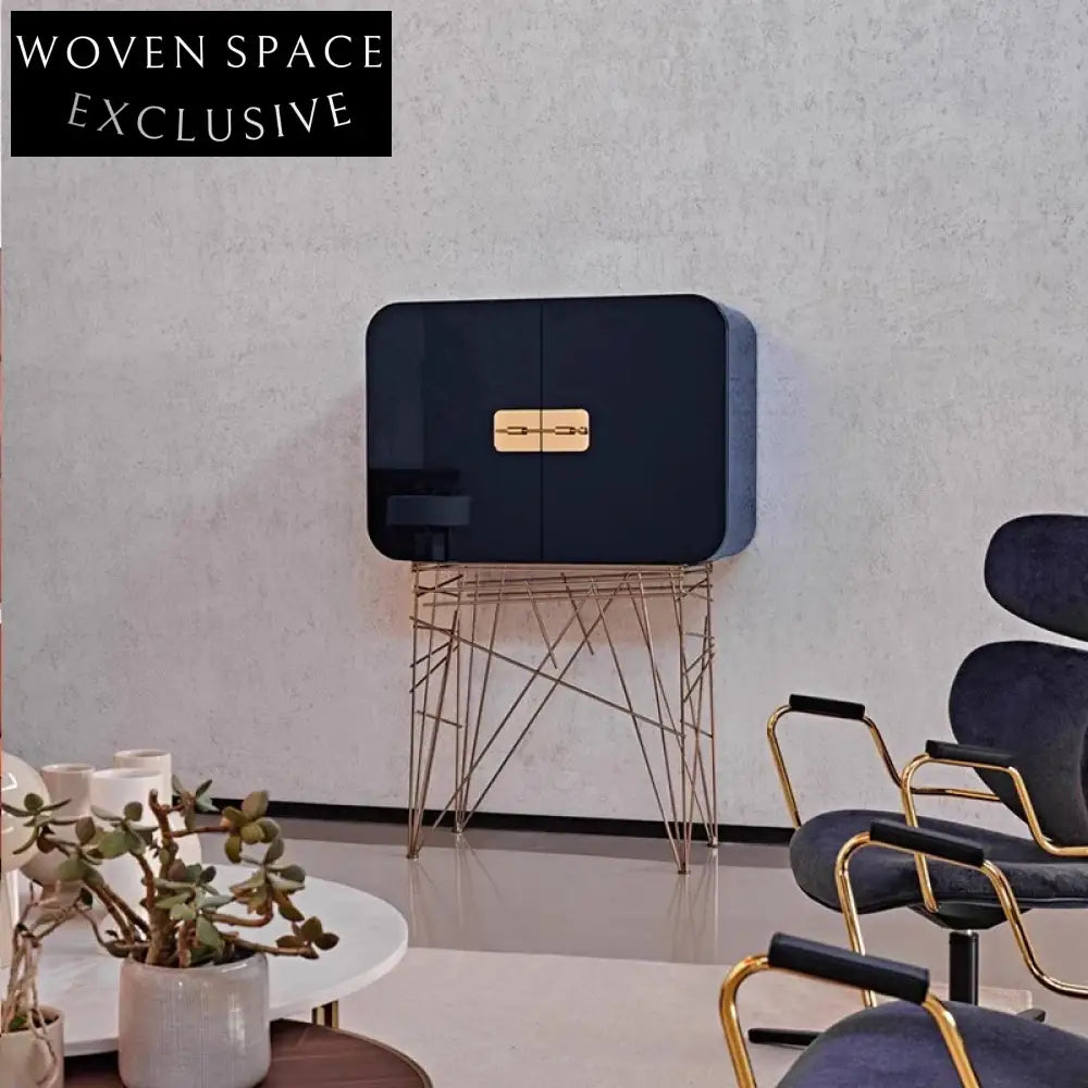 Elegant Modern Stainless Steel Wood Wine Display & Storage Cabinet