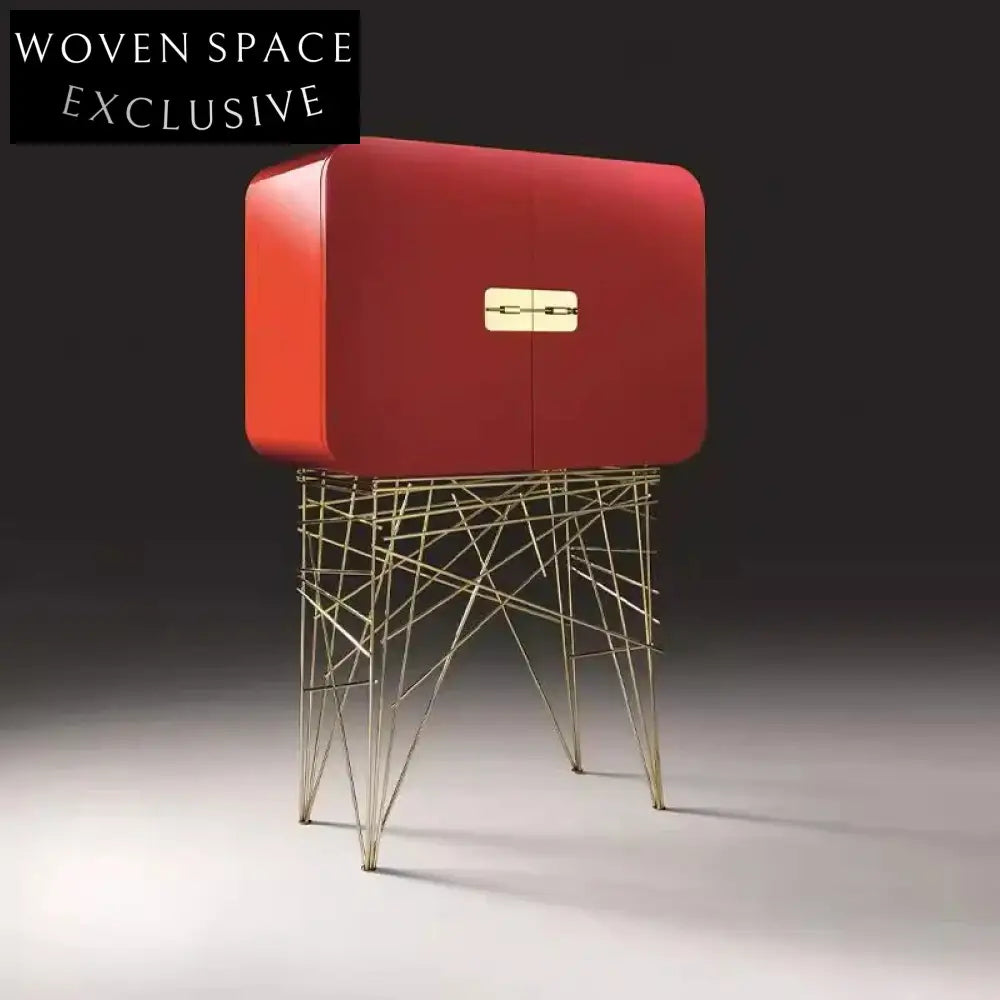 Elegant Modern Stainless Steel Wood Wine Display & Storage Cabinet