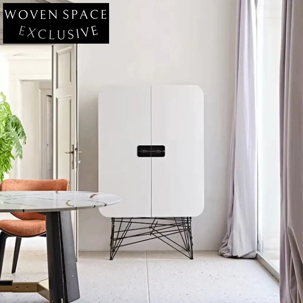 Elegant Modern Stainless Steel Wood Wine Display & Storage Cabinet