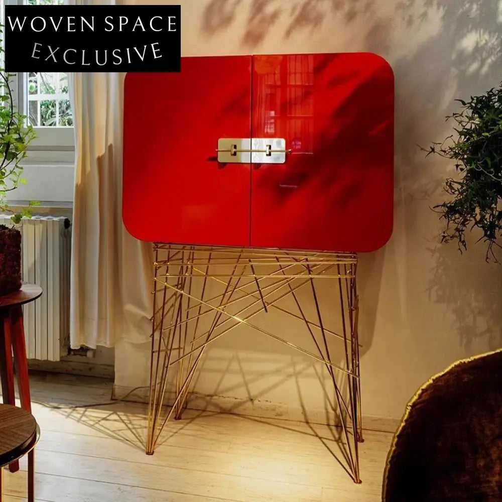 Elegant Modern Stainless Steel Wood Wine Display & Storage Cabinet