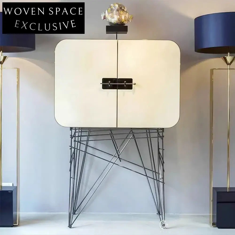 Elegant Modern Stainless Steel Wood Wine Display & Storage Cabinet