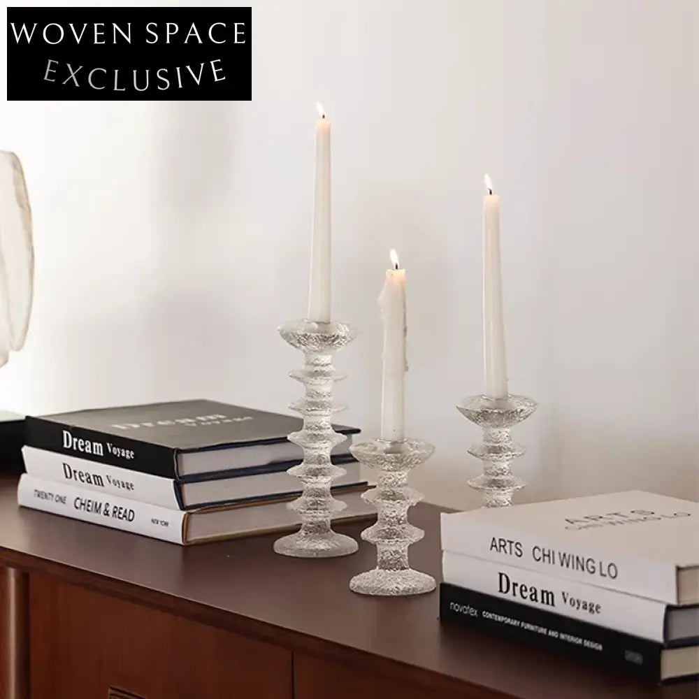 Elegant Modern Transparent Resin Candle Holders Set for Wedding & Home Decor