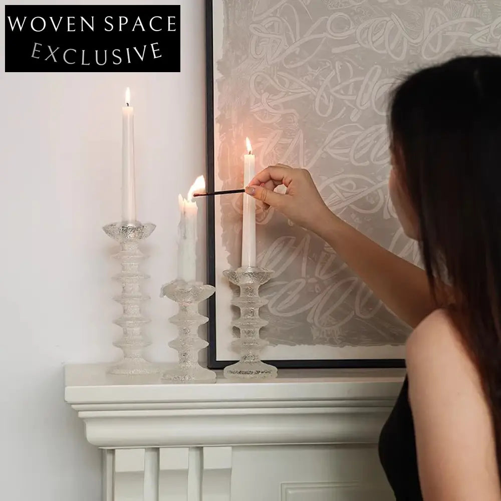 Elegant Modern Transparent Resin Candle Holders Set for Wedding & Home Decor