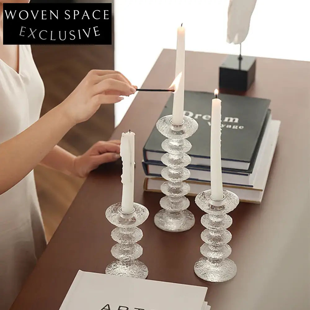 Elegant Modern Transparent Resin Candle Holders Set for Wedding & Home Decor