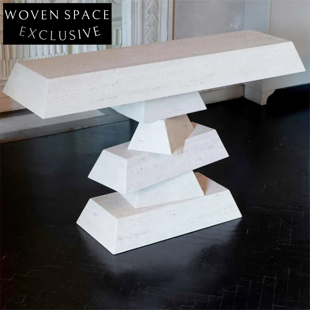 Elegant Modern Travertine Marble Console Table for Living Room Entryway