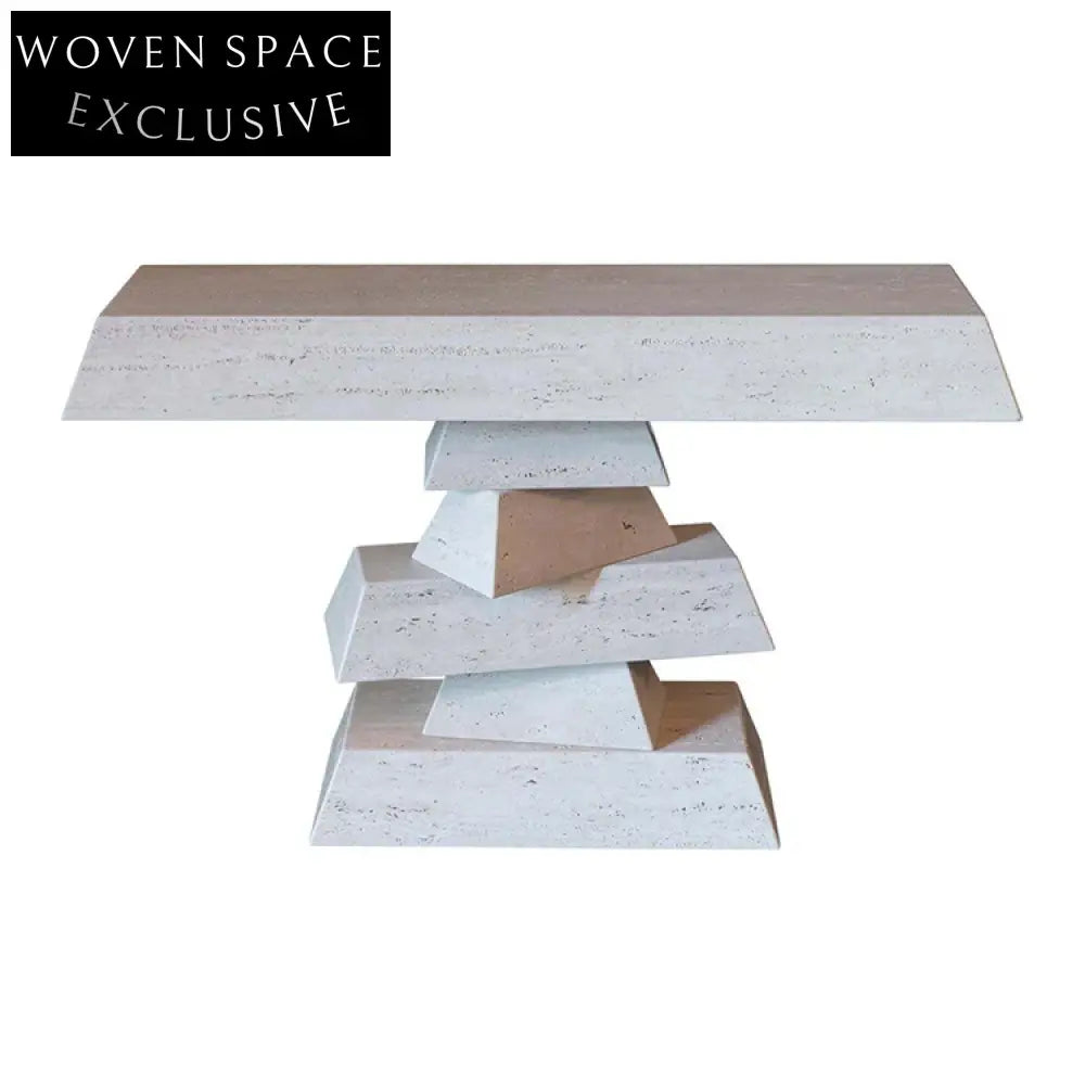 Elegant Modern Travertine Marble Console Table for Living Room Entryway