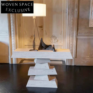 Elegant Modern Travertine Marble Console Table for Living Room Entryway