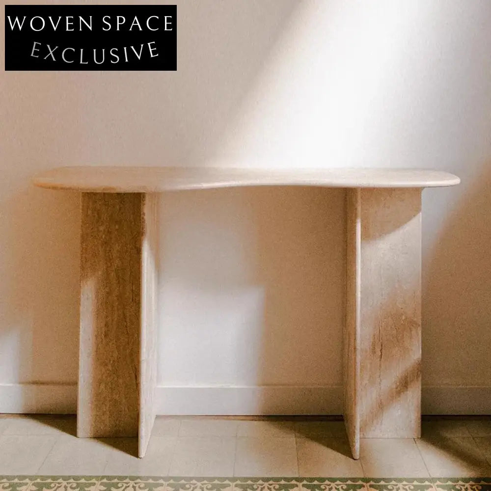 Elegant Modern Travertine Marble Entryway Console Table - Natural Stone Luxury Decor