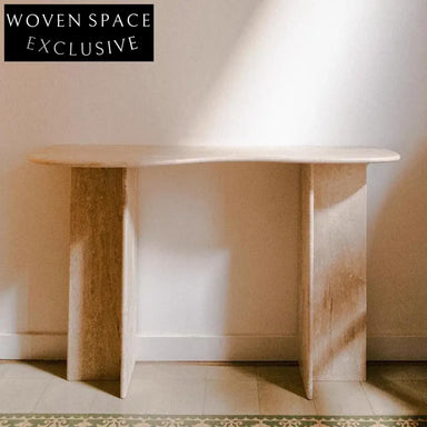 Elegant Modern Travertine Marble Entryway Console Table - Natural Stone Luxury Decor