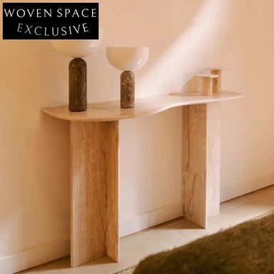 Elegant Modern Travertine Marble Entryway Console Table - Natural Stone Luxury Decor