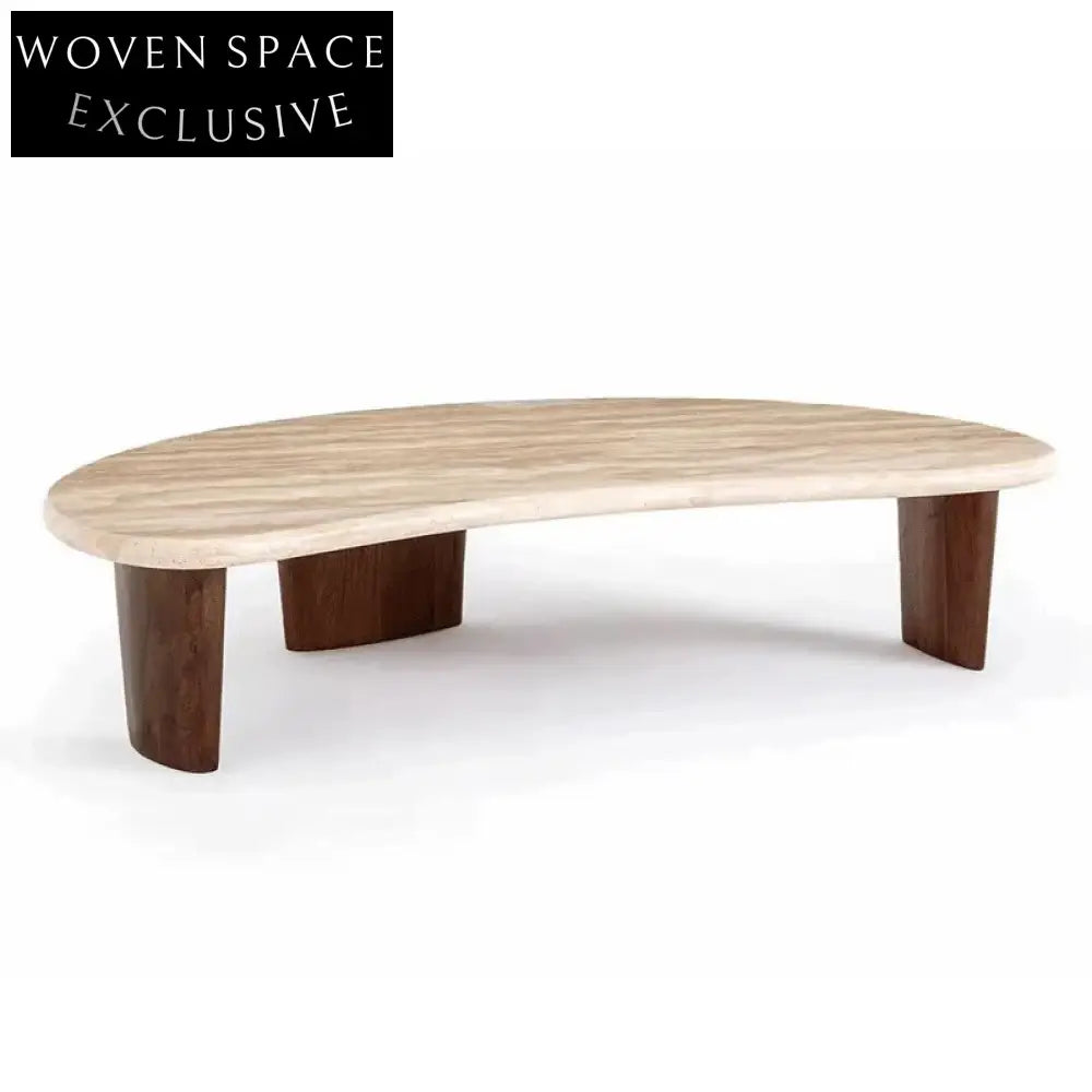 Elegant Modern Travertine Marble Stone Living Room Center Coffee Table Set