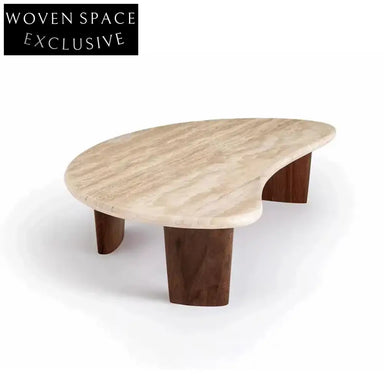 Elegant Modern Travertine Marble Stone Living Room Center Coffee Table Set