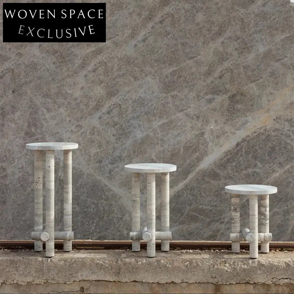 Elegant Modern Travertine Stone Round Italian Marble Living Room Coffee Table