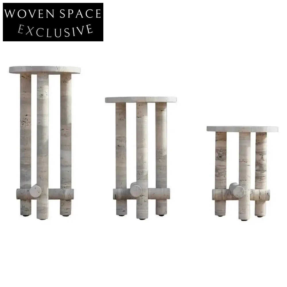 Elegant Modern Travertine Stone Round Italian Marble Living Room Coffee Table