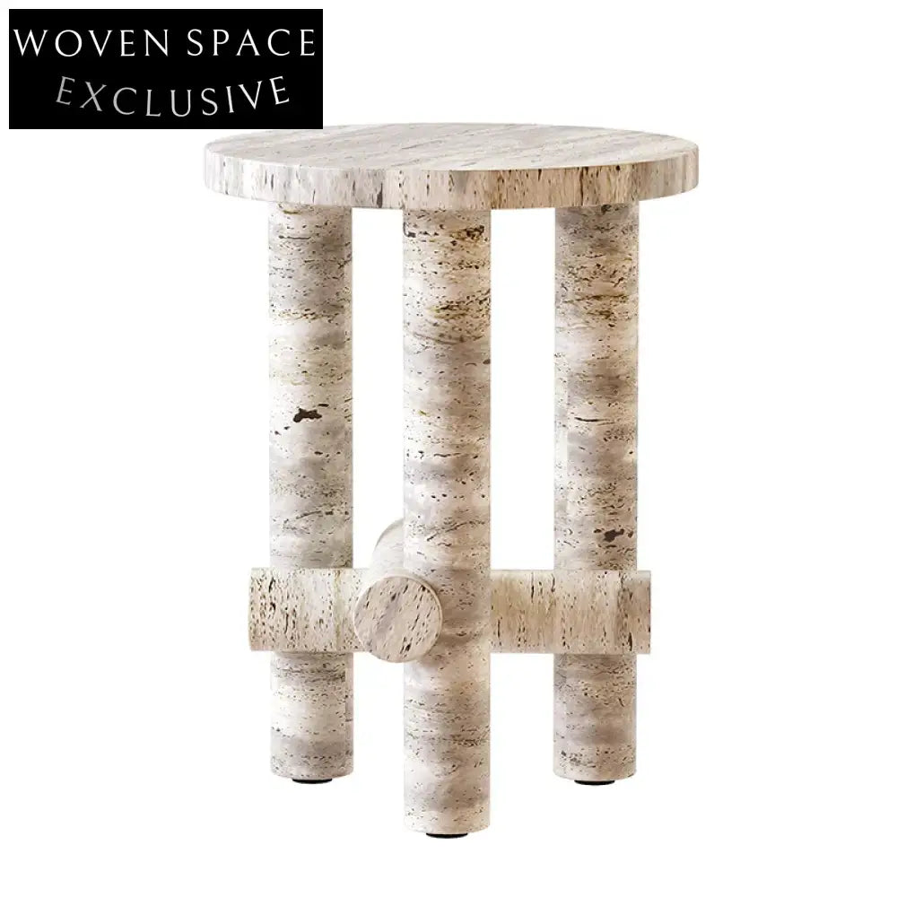 Elegant Modern Travertine Stone Round Italian Marble Living Room Coffee Table