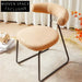 Elegant Modern Velvet Fabric Dining Leisure Chair with Curved Back Metal Legs