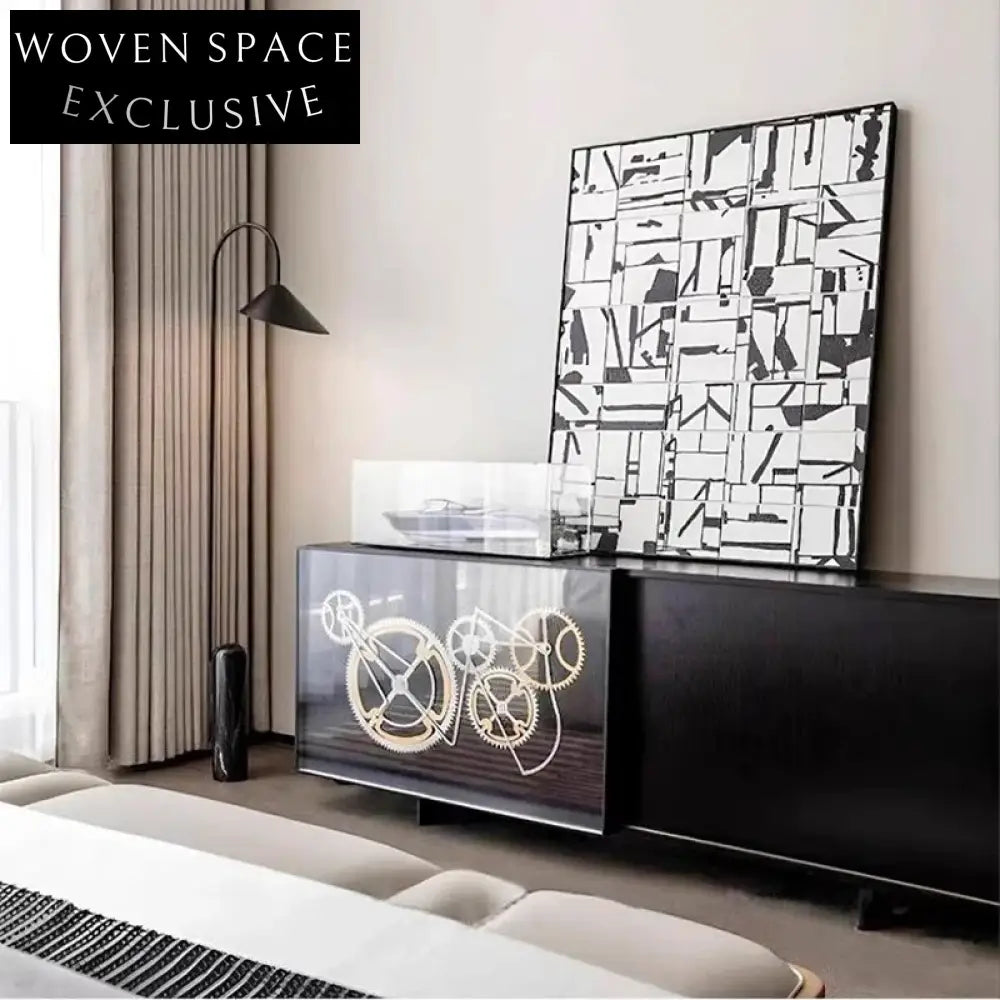 Elegant Modern Vintage Sliding Door Wooden Buffet Storage Cabinet for Dining Room