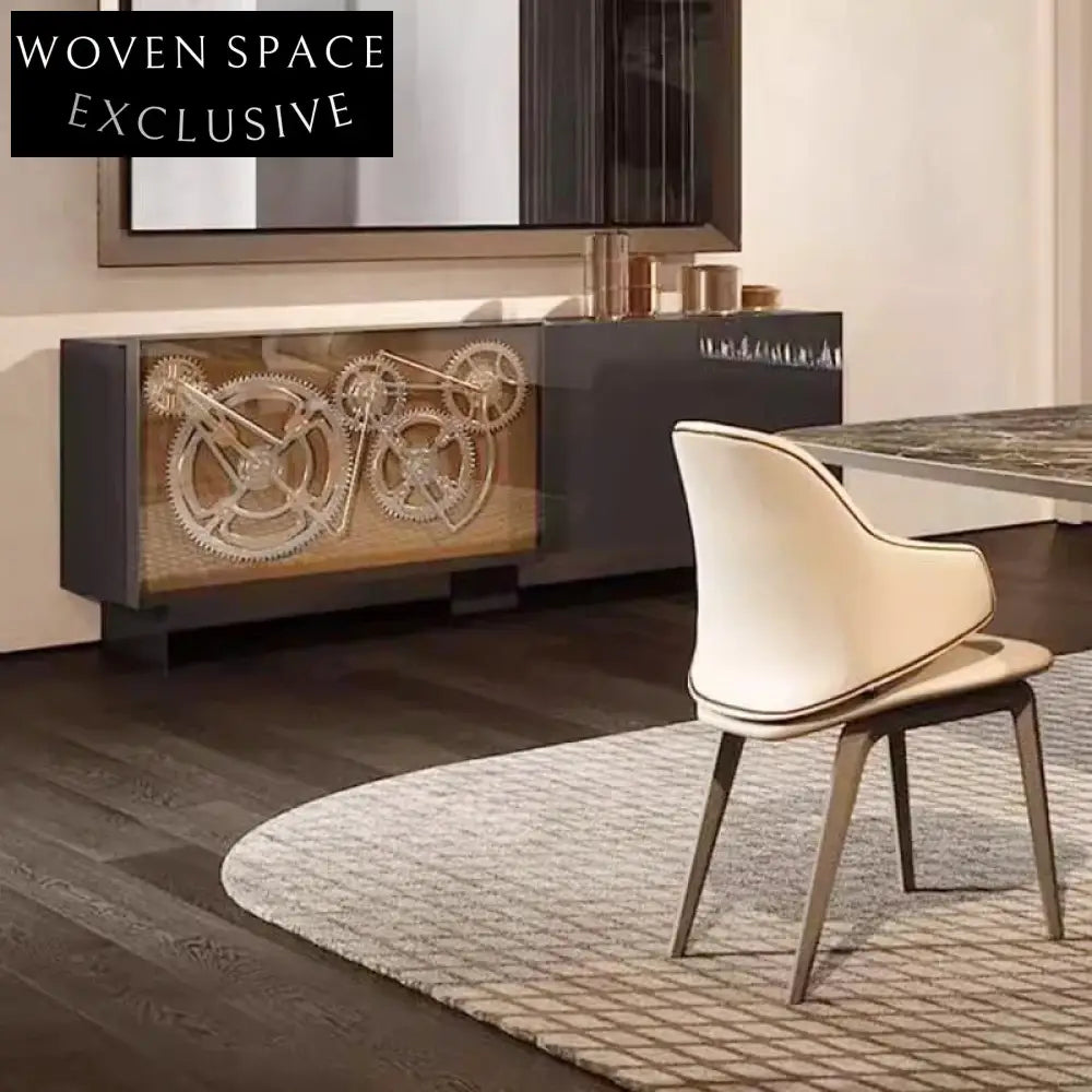 Elegant Modern Vintage Sliding Door Wooden Buffet Storage Cabinet for Dining Room
