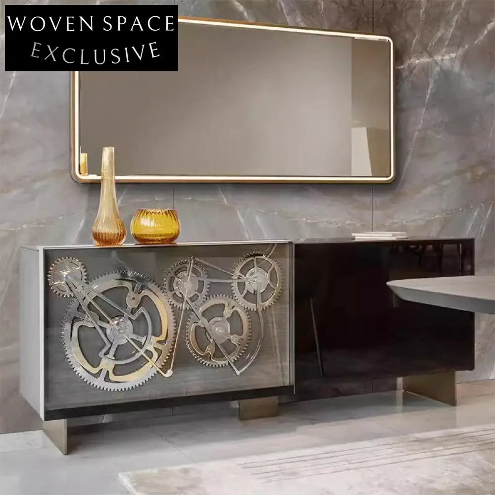 Elegant Modern Vintage Sliding Door Wooden Buffet Storage Cabinet for Dining Room