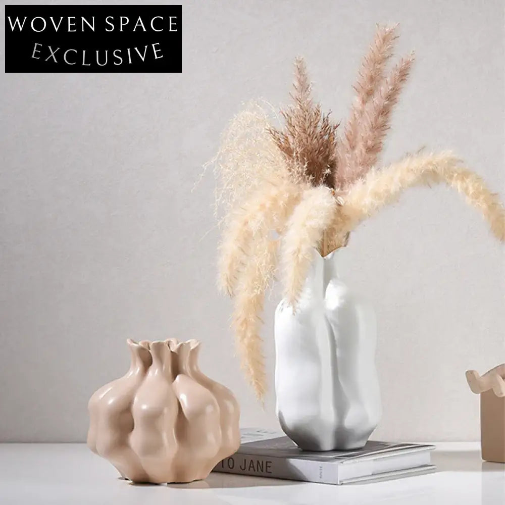 Elegant Modern Wabi Sabi Ceramic Cream Vase for Dried or Fresh Flowers