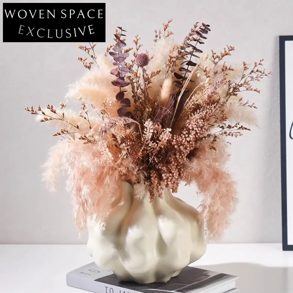 Elegant Modern Wabi Sabi Ceramic Cream Vase for Dried or Fresh Flowers